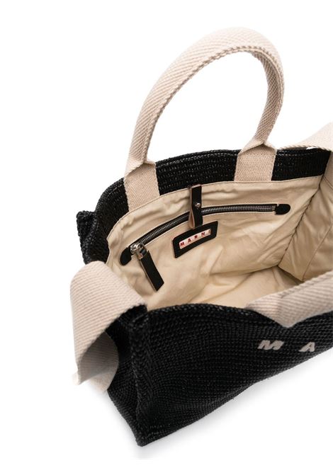 small rafia tote bag woman black MARNI | SHMP0077U0 P3860Z1Q44